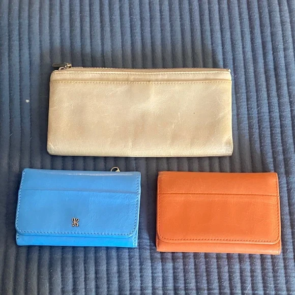 HOBO Leather Wallet Trio - Cream, Blue, and Orange - Picture 2 of 8